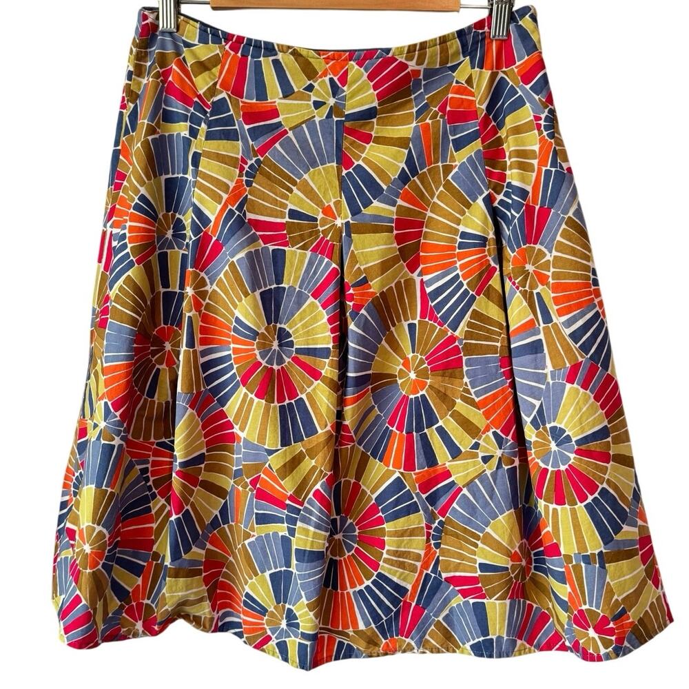 VTG Talbots Womens Size 10 Abstract Geo Print Skirt Cotton Colorful Preppy